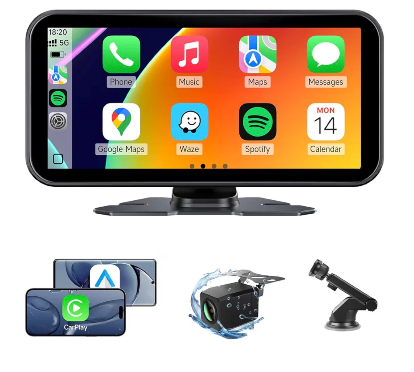 Wireless CarPlay Android Auto Screen 6" Portable Touch Display