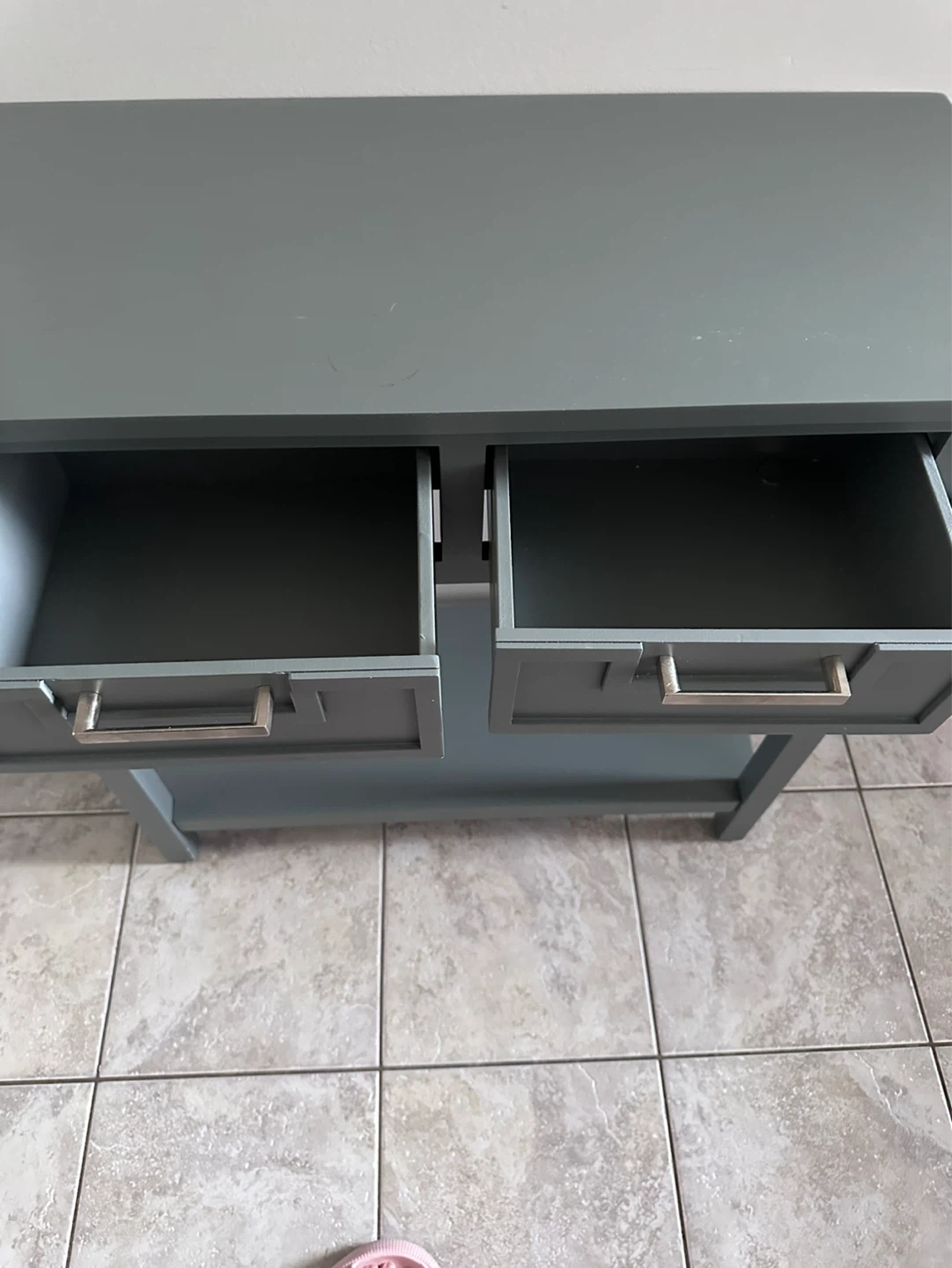 Grey/blue Console Table with Two Drawers - photo 2