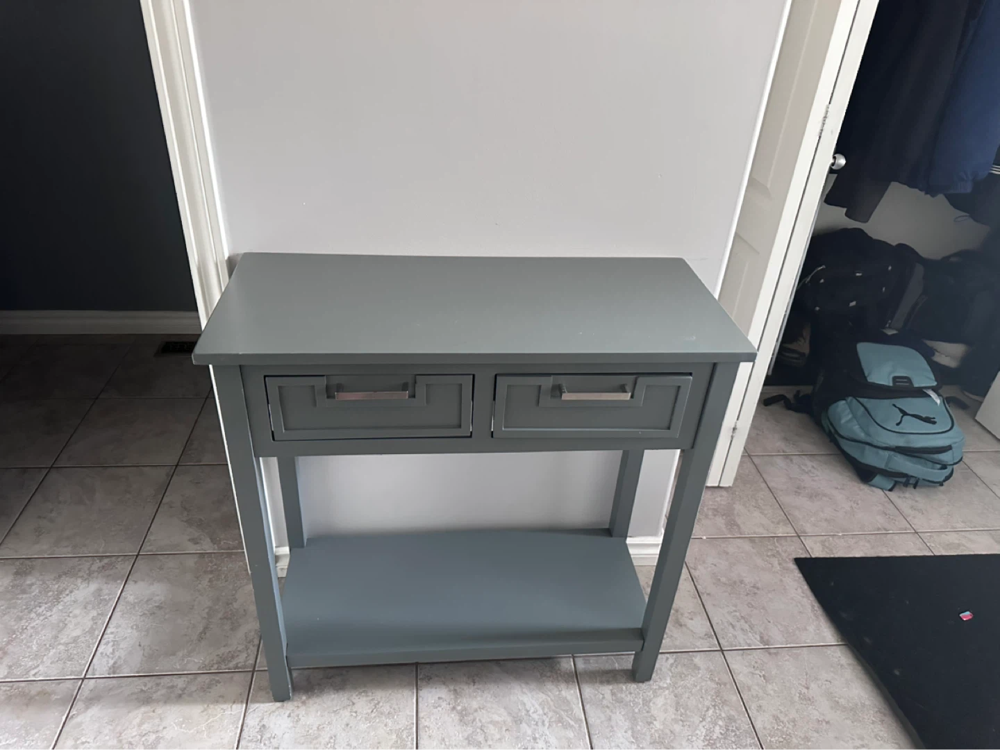 Grey/blue Console Table with Two Drawers