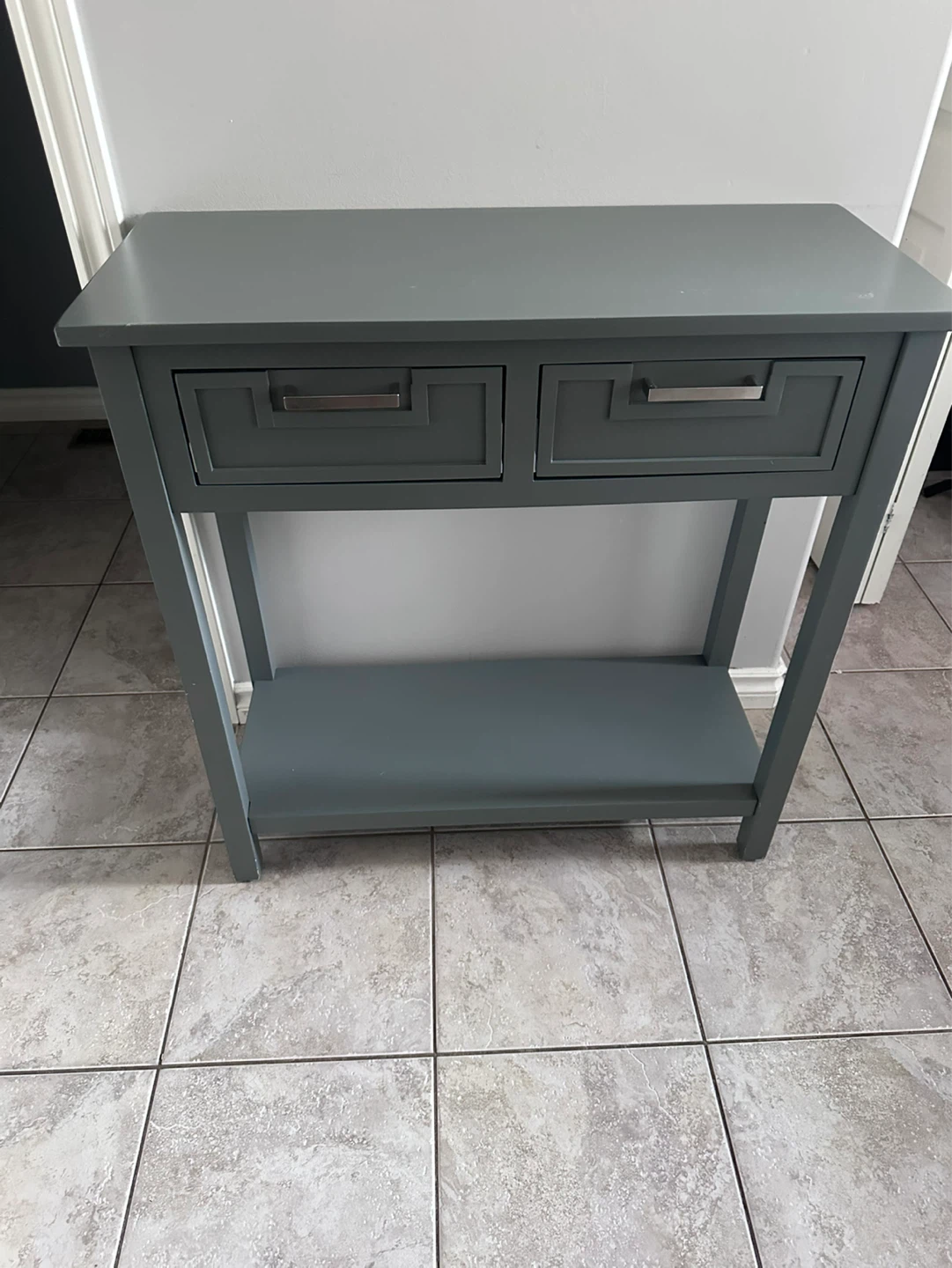 Grey/blue Console Table with Two Drawers - photo 3
