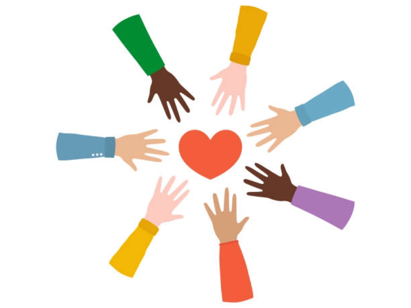 Vector Art - Diverse Hands Reaching for Heart