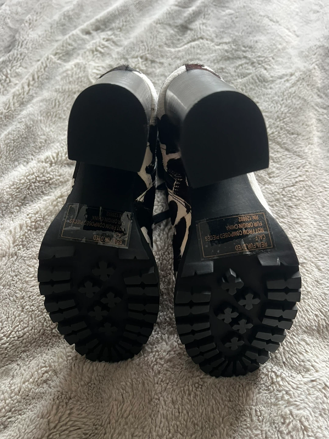 Cow Print Lace-Up Heeled Boots - photo 5