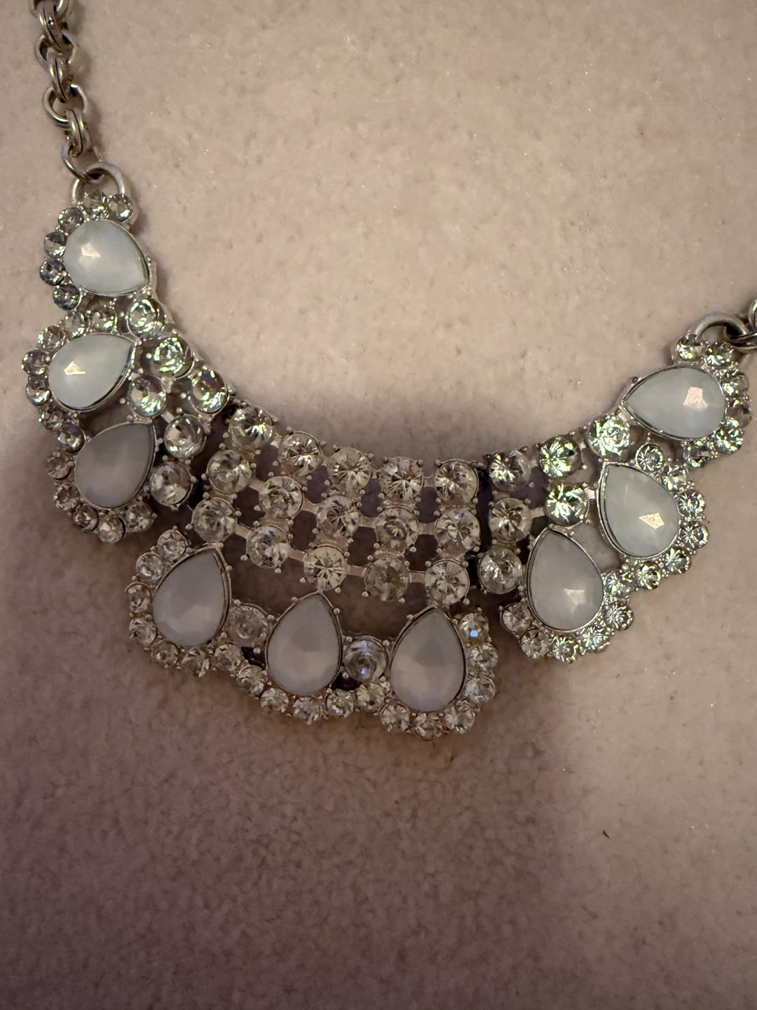 Statement Necklace with White Teardrop Gems - photo 2