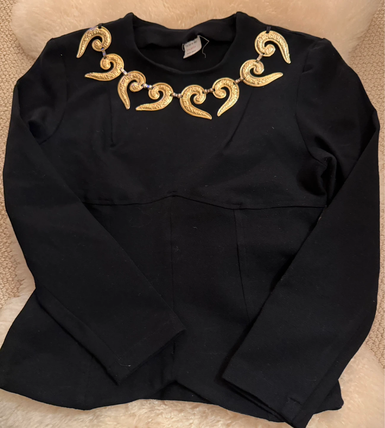 Black Top with Gold Necklace Detail - photo 3