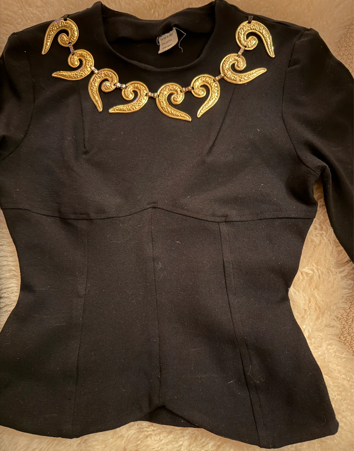 Black Top with Gold Necklace Detail - photo 2