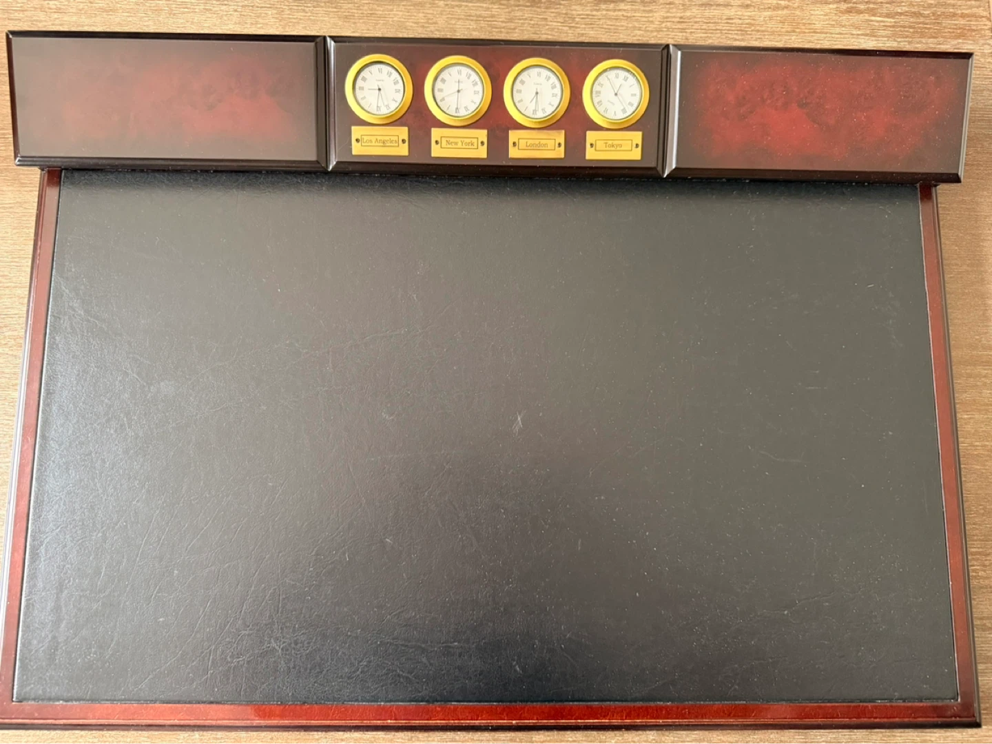 Bombay Desk Mat with Four World Clocks