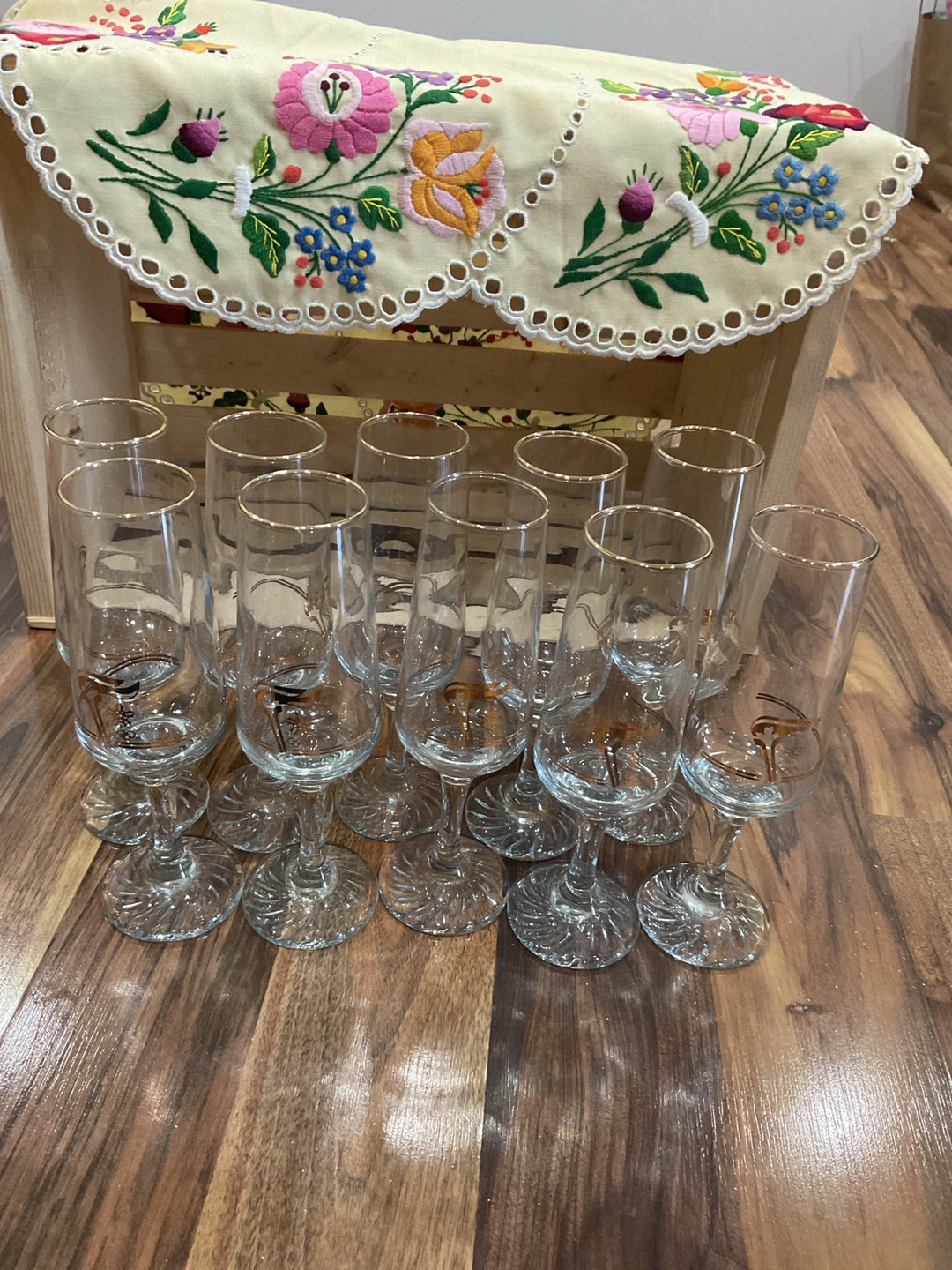 Set of 10 champagne flutes with Olympic design. - photo 2