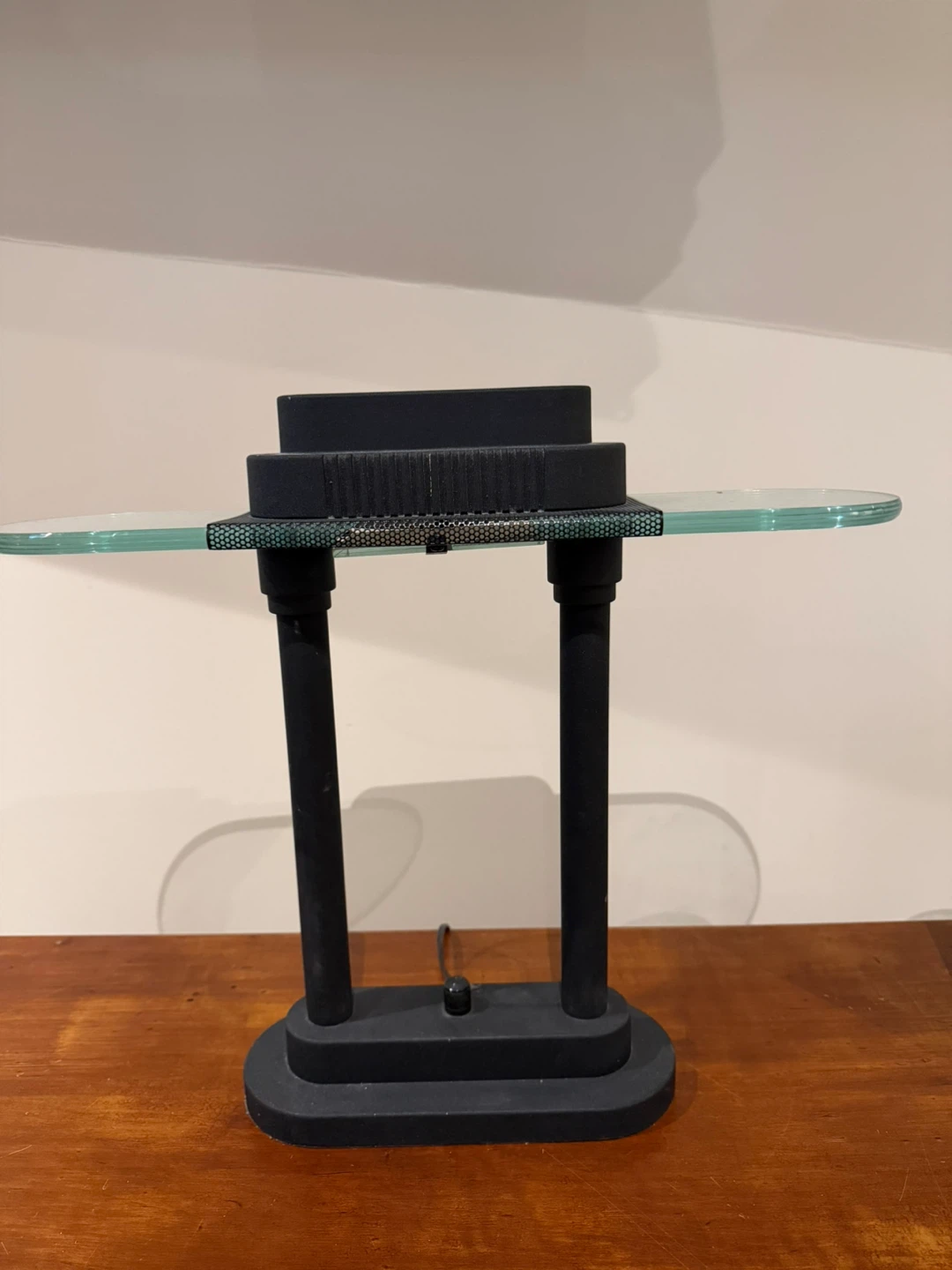 Black Desk Lamp with Glass Shelf