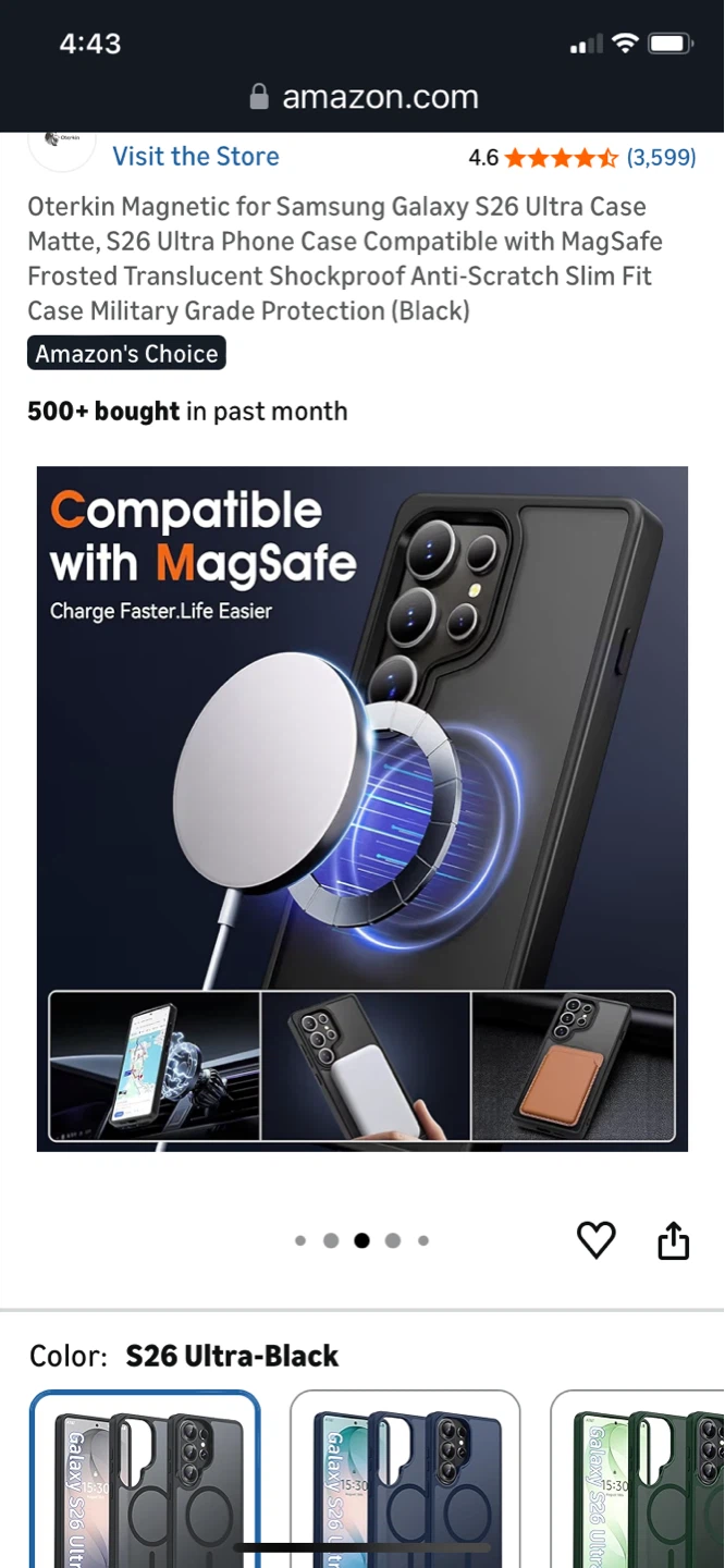 Oterkin Magnetic Case for Samsung Galaxy S26 Ultra - Black - photo 2
