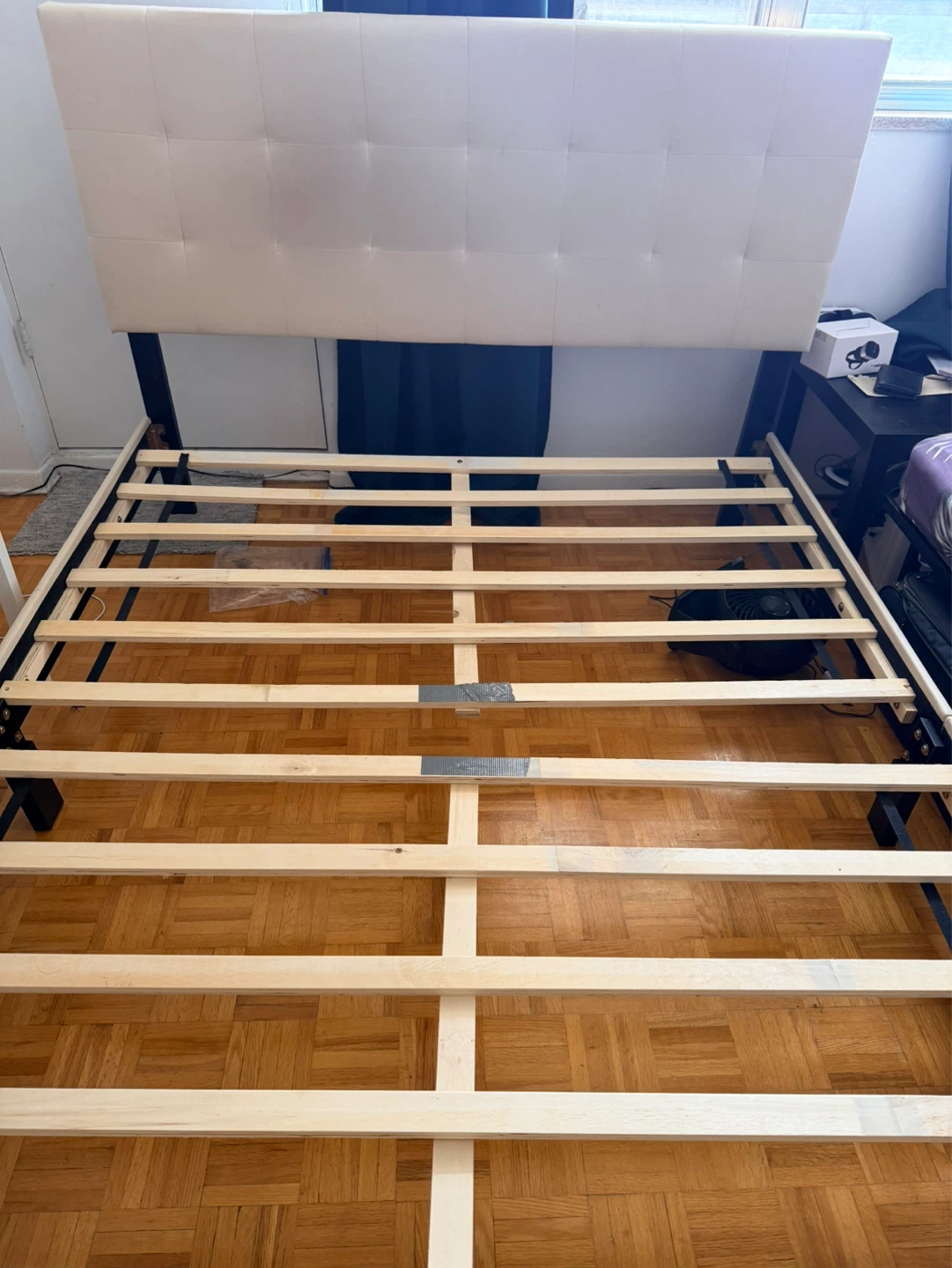 Upholstered Headboard Bed Frame with Wooden Slats - photo 4