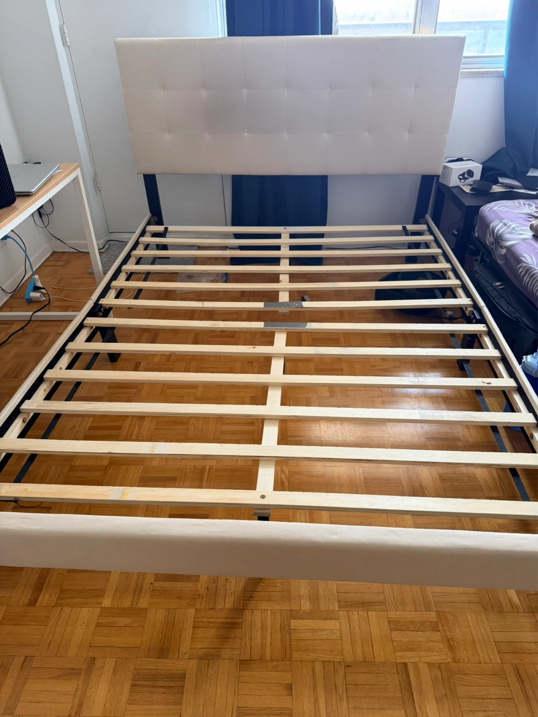Upholstered Headboard Bed Frame with Wooden Slats - photo 2