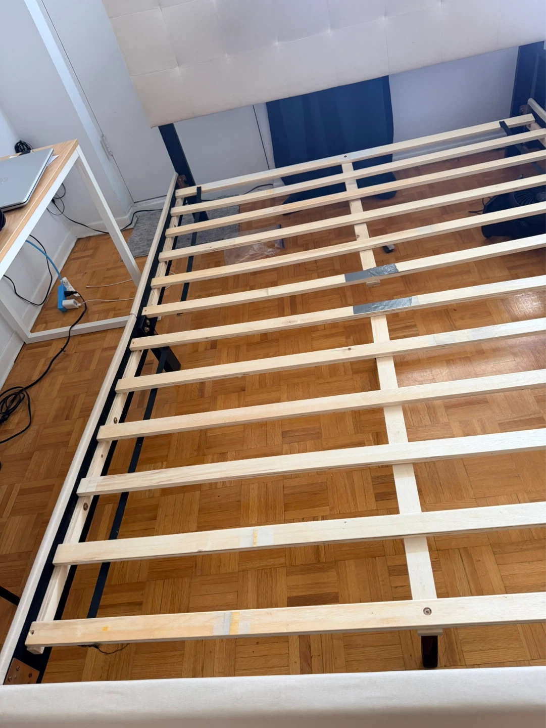 Upholstered Headboard Bed Frame with Wooden Slats - photo 3