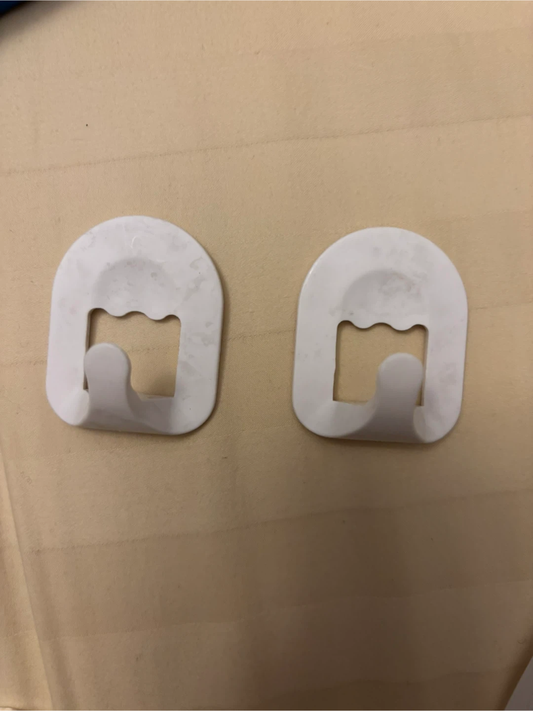2 White Adhesive Hooks