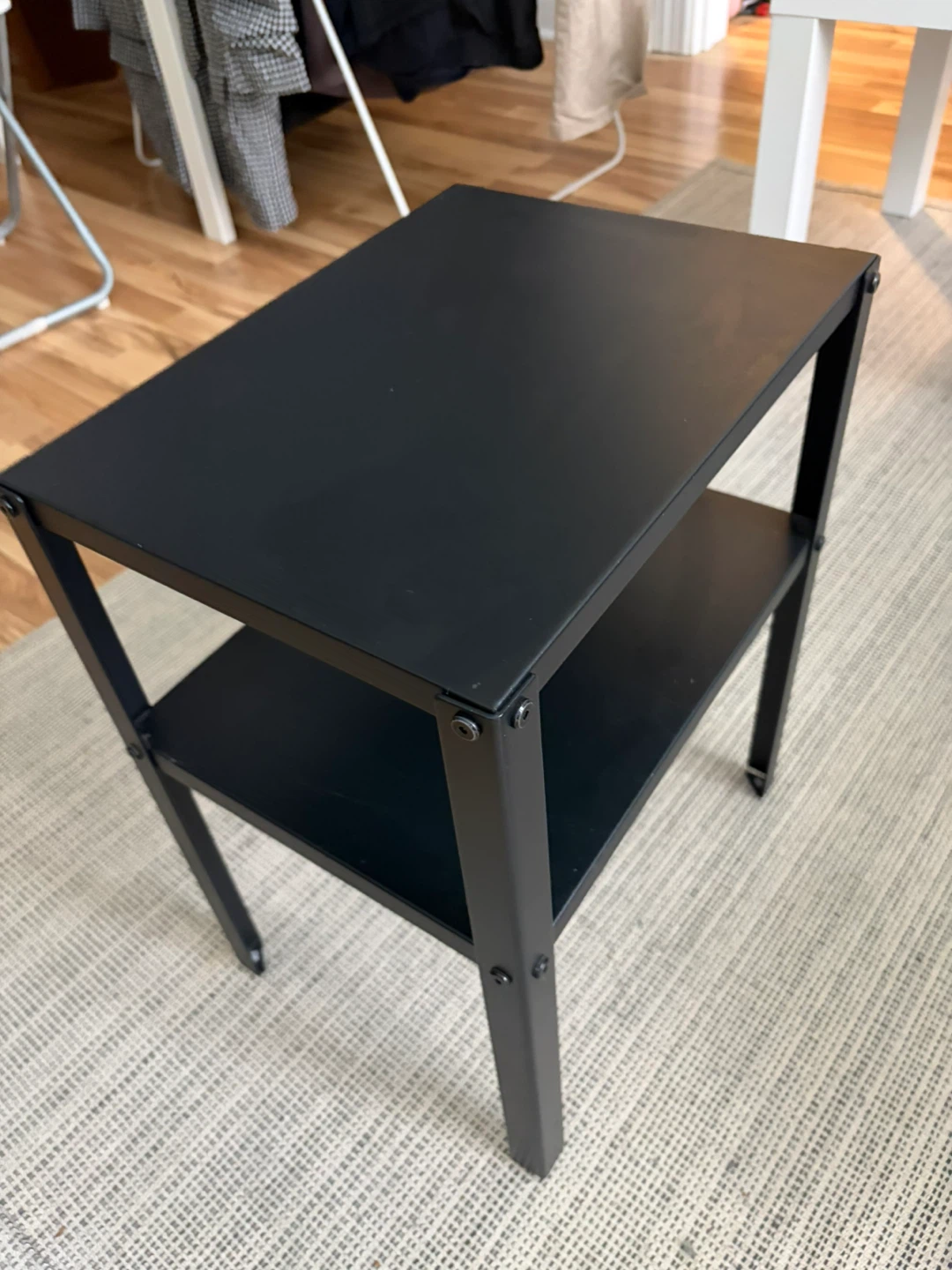 Black Metal End Table with Shelf