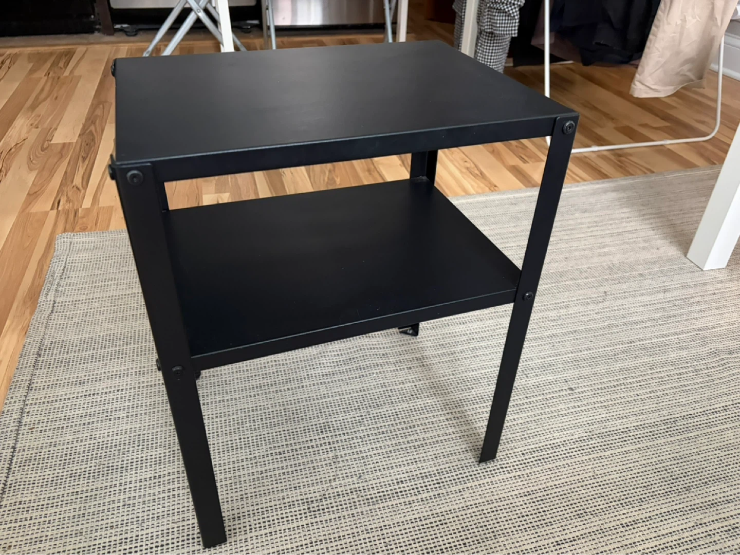 Black Metal End Table with Shelf - photo 2