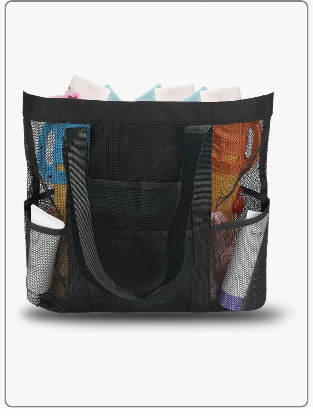 Black mesh beach bag
