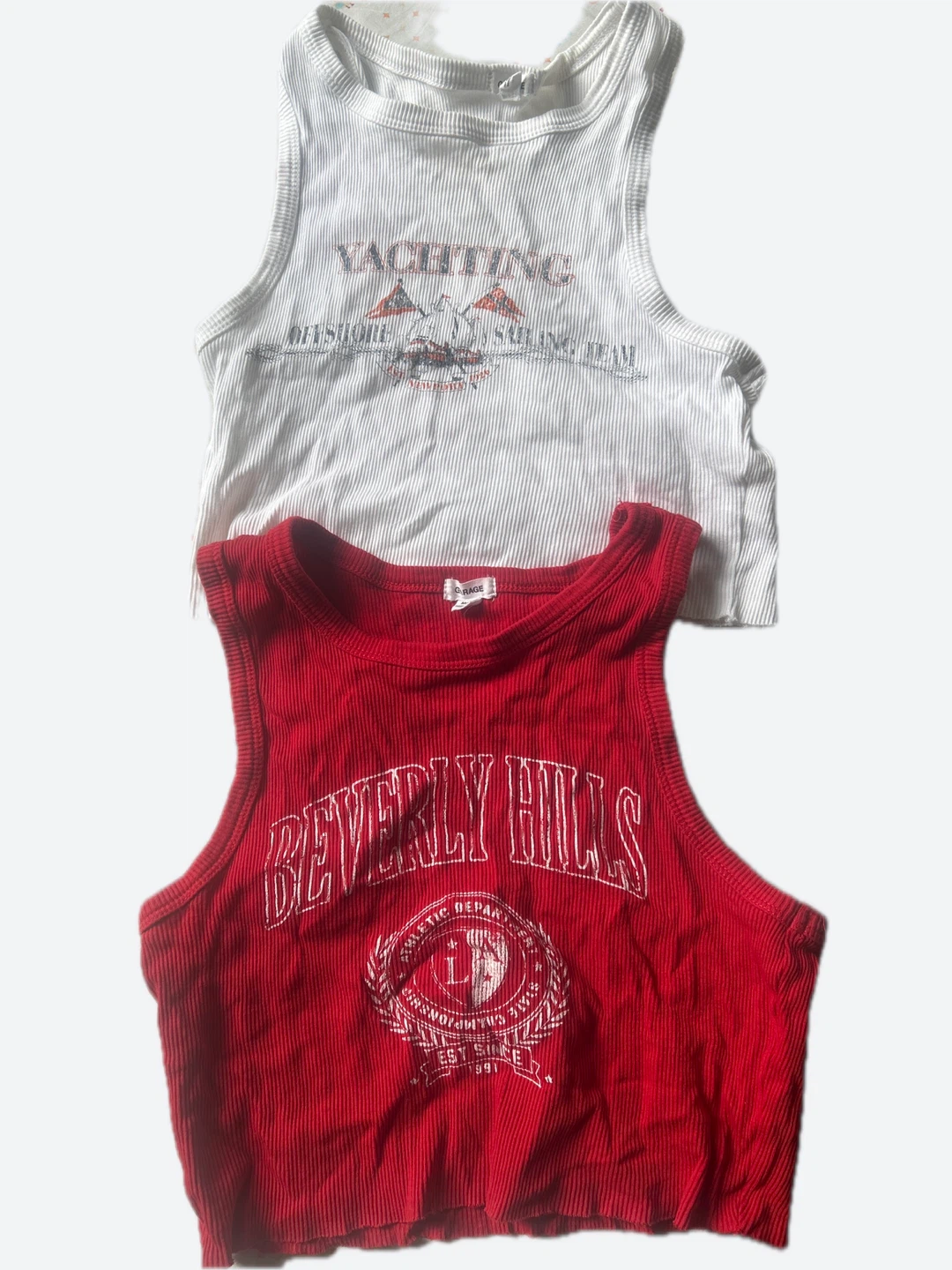 Garage Red & White Tank Tops - Size M/M & P/S