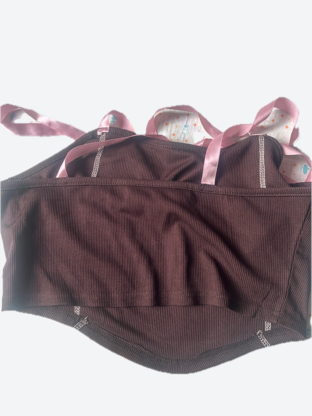 Brown Corset Top with Pink Ribbons - photo 3