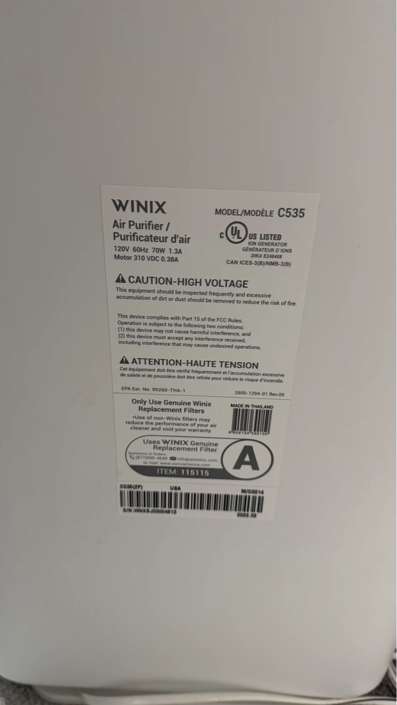 Winix C535 Air Purifier - photo 4