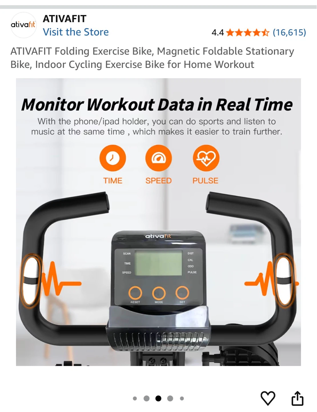 ATIVAFIT Folding Magnetic Exercise Bike with the Mat - photo 3
