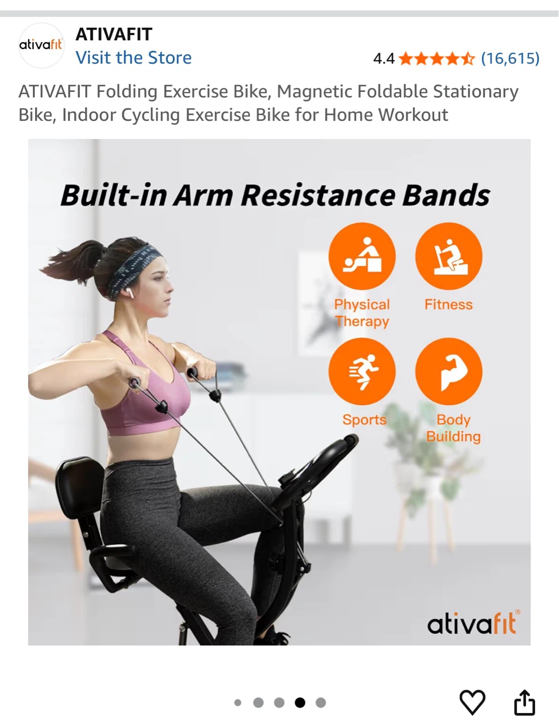 ATIVAFIT Folding Magnetic Exercise Bike with the Mat - photo 2
