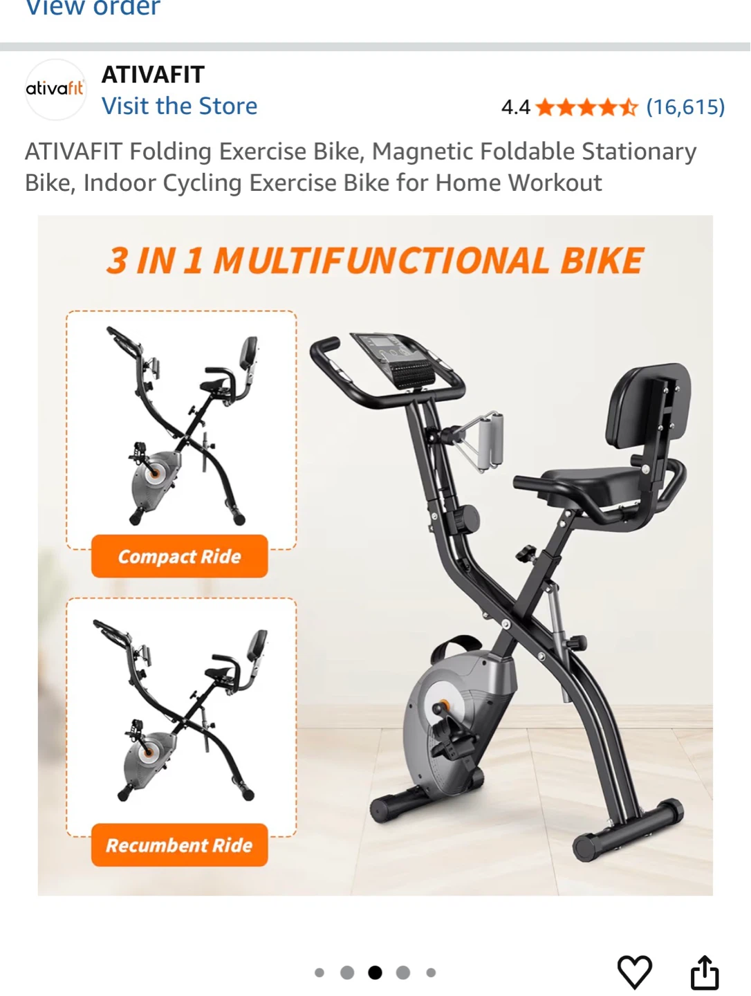 ATIVAFIT Folding Magnetic Exercise Bike with the Mat - photo 5