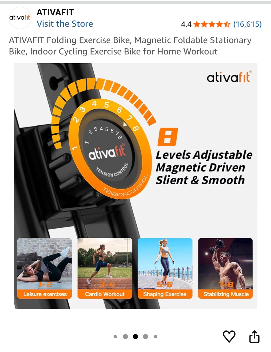 ATIVAFIT Folding Magnetic Exercise Bike with the Mat - photo 4