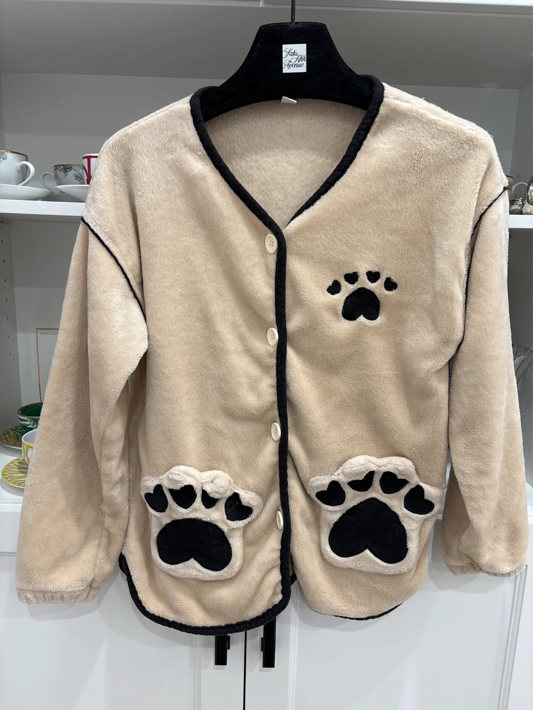 Plush Pajama Set with Paw Prints size S