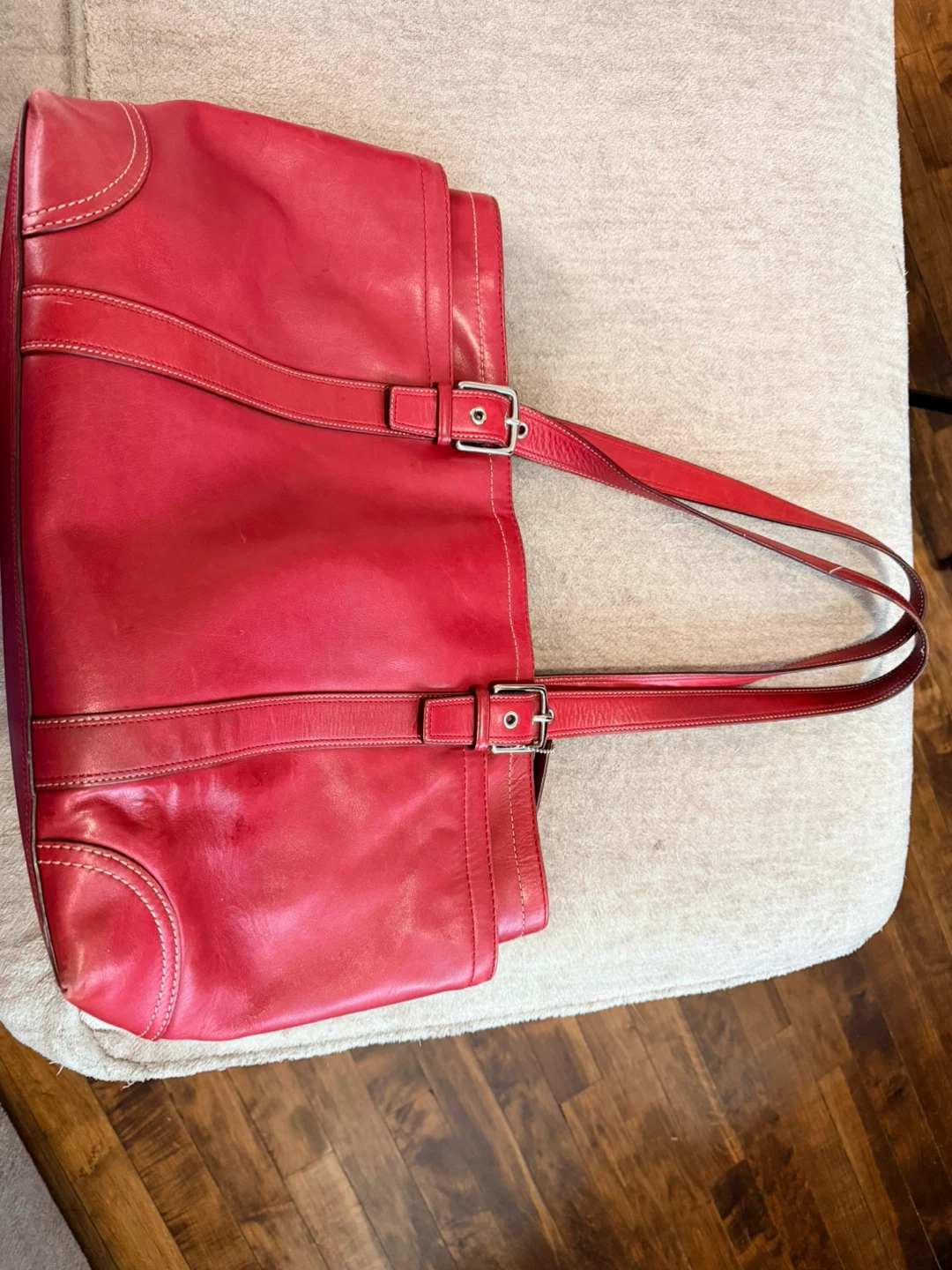 Red Leather Coach Tote Bag - photo 2