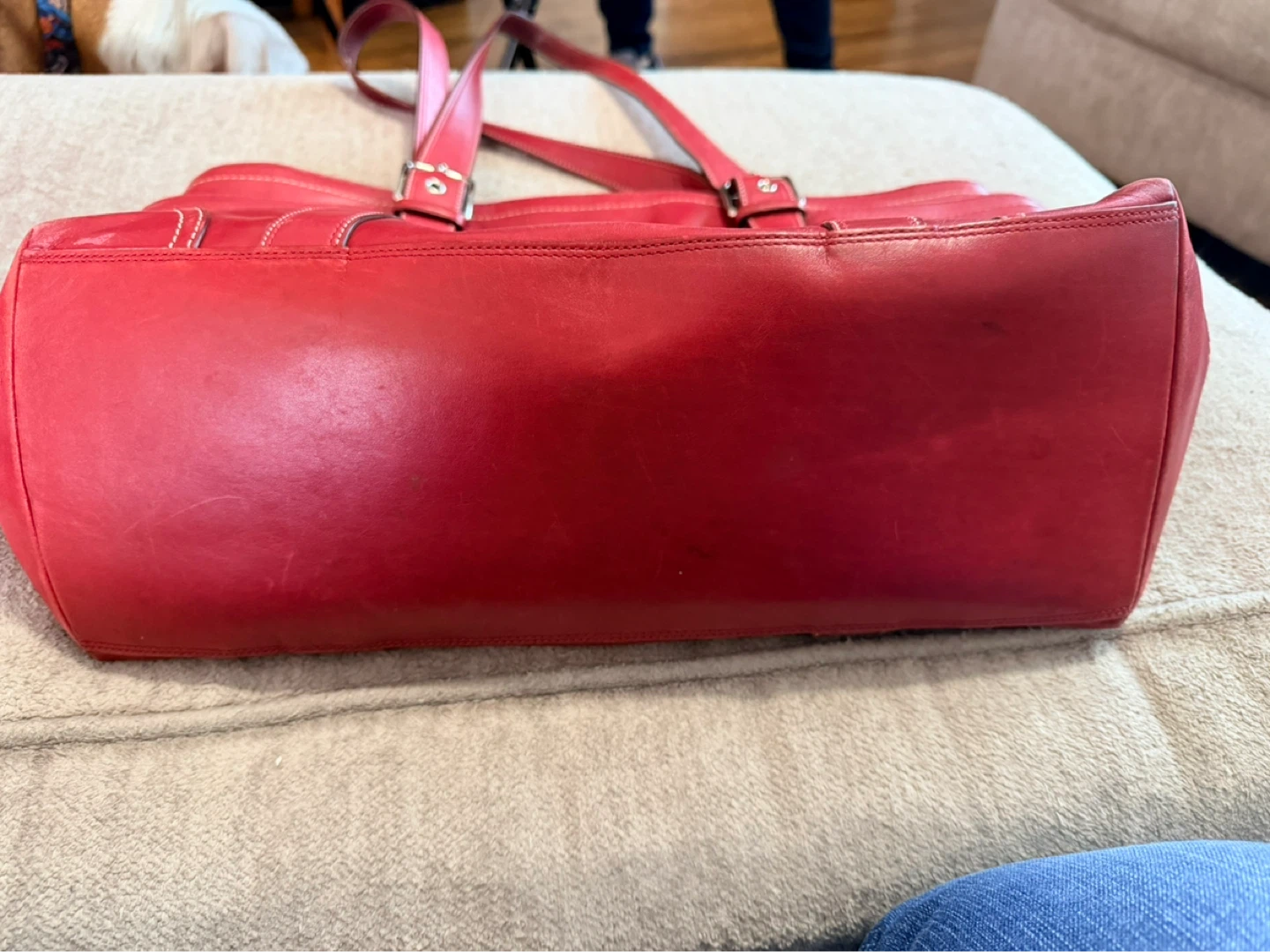 Red Leather Coach Tote Bag - photo 3