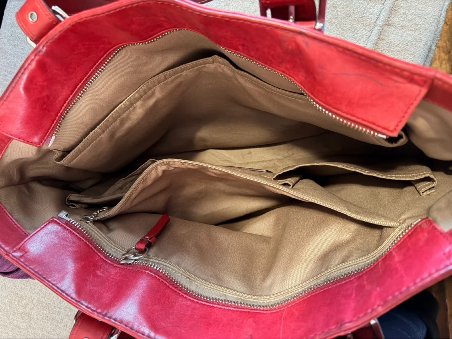 Red Leather Coach Tote Bag - photo 4