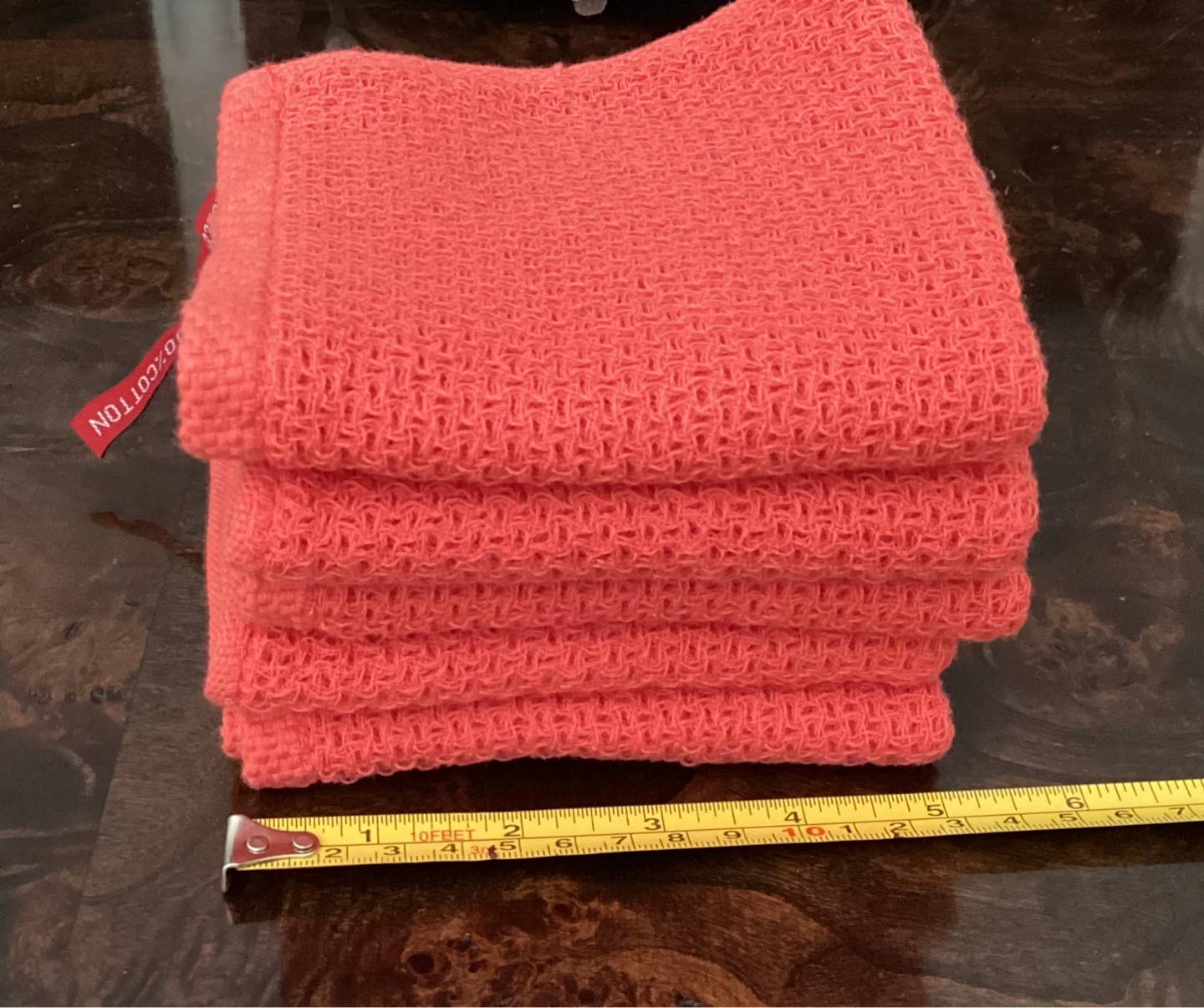 Set of 5 Coral 100% Cotton Kitchen Dish Cloths