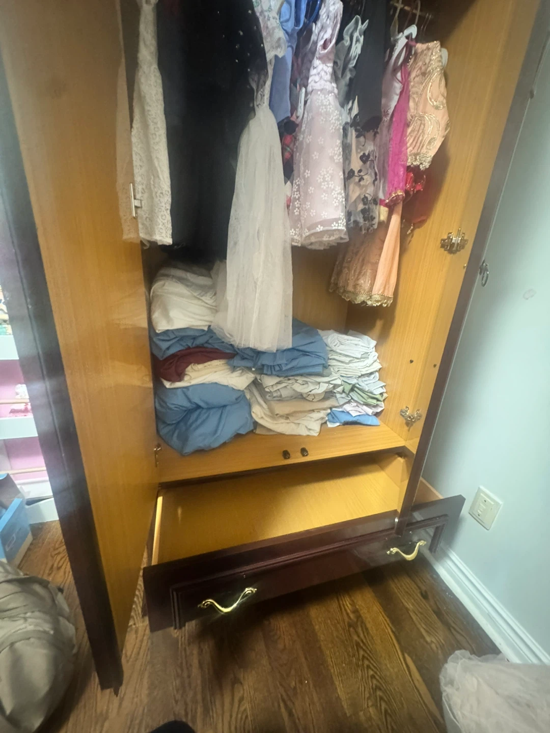 Antique Style Armoire Wardrobe with Mirror and side dresser - photo 2