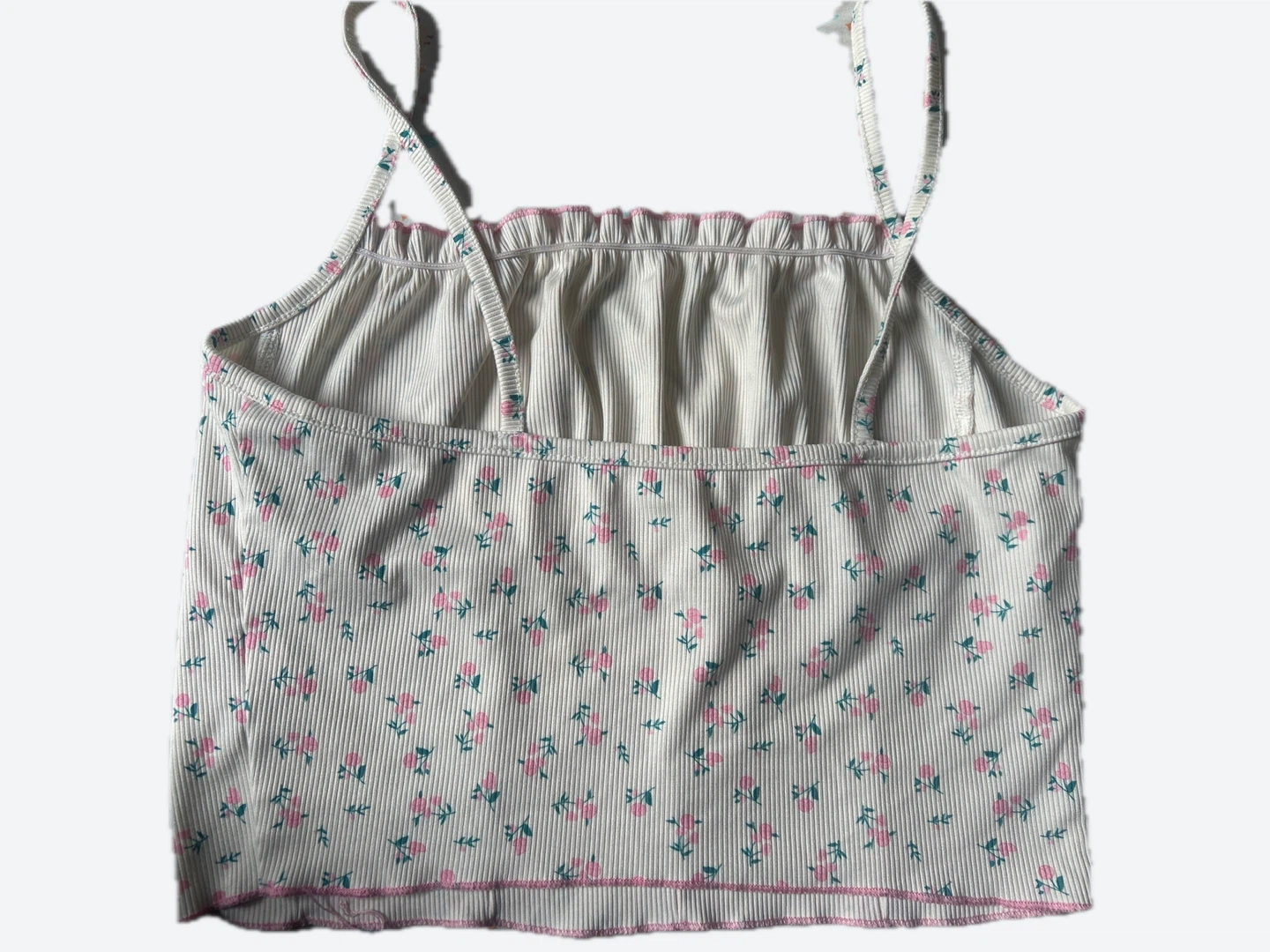 White Floral Ribbed Crop Top size small - photo 3