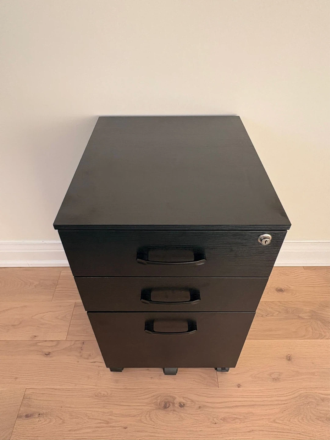 Black Wood 3-Drawer Mobile File Cabinet - photo 2
