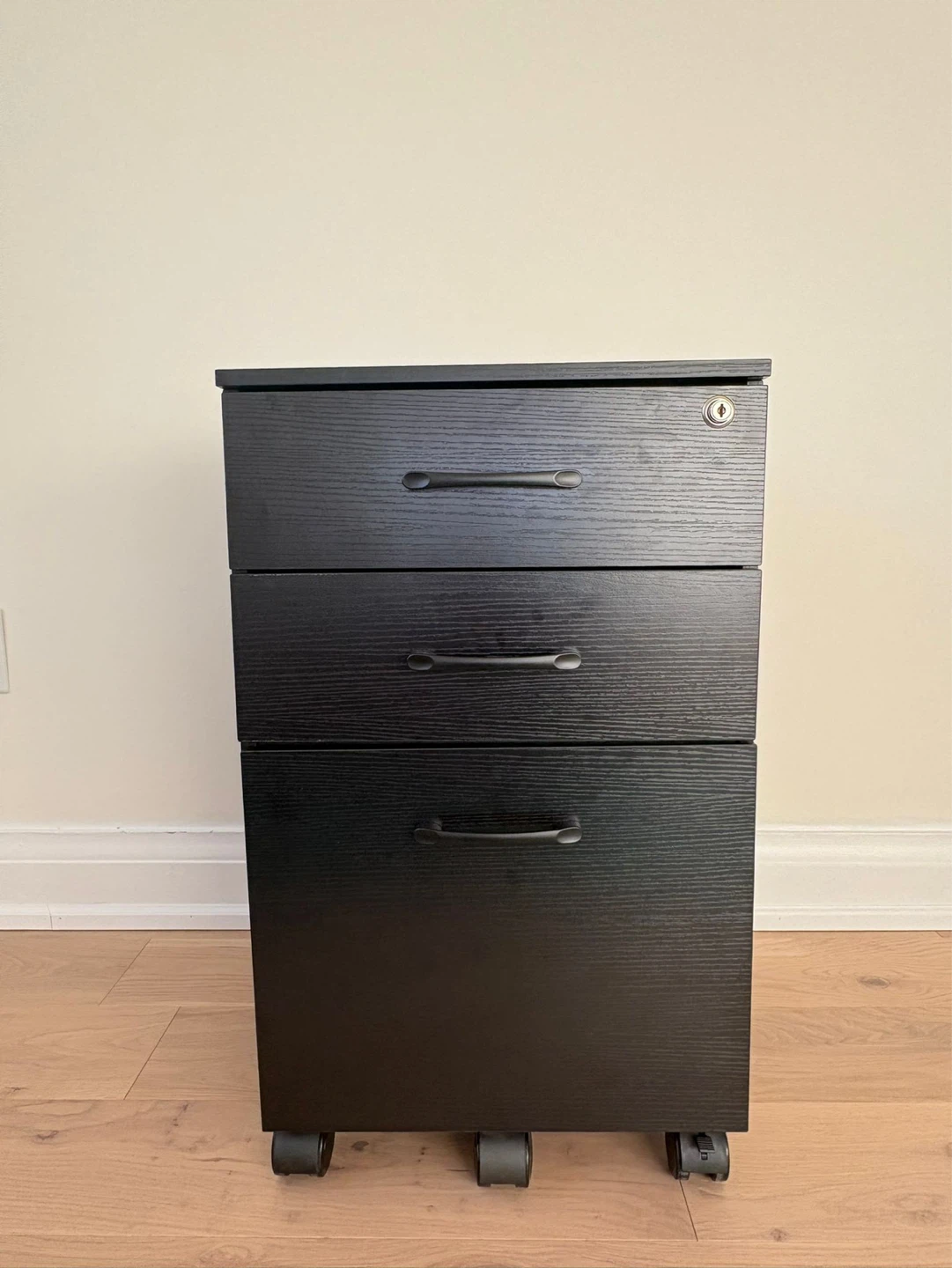 Black Wood 3-Drawer Mobile File Cabinet - photo 4