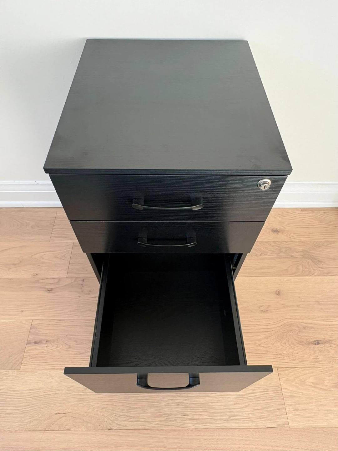 Black Wood 3-Drawer Mobile File Cabinet - photo 5