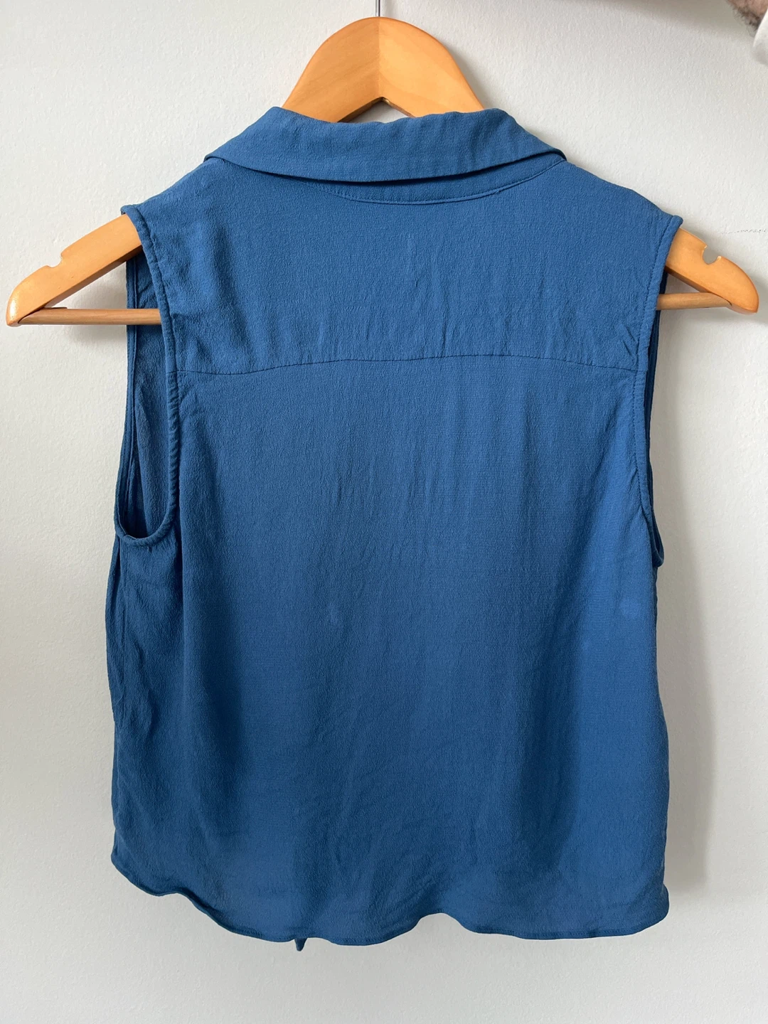 Wilfred Free Blue Sleeveless Tie-Front Blouse, Size S - photo 2