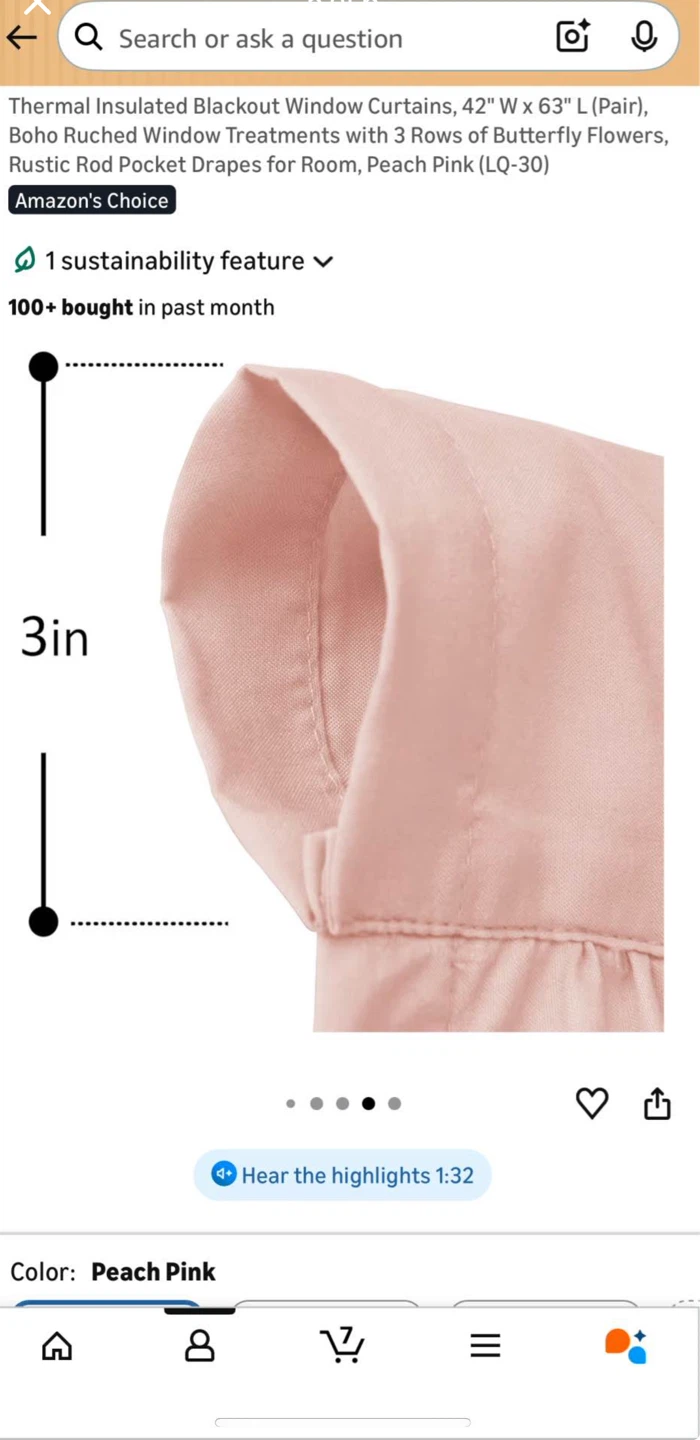 Homechoice Decor "Bloom" Ruffled Curtains - Peach Pink - photo 5