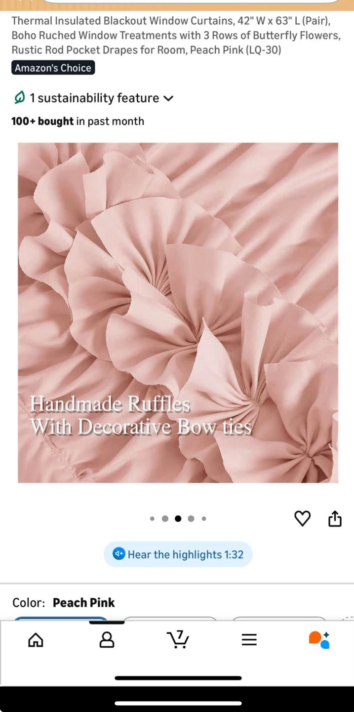 Homechoice Decor "Bloom" Ruffled Curtains - Peach Pink - photo 4