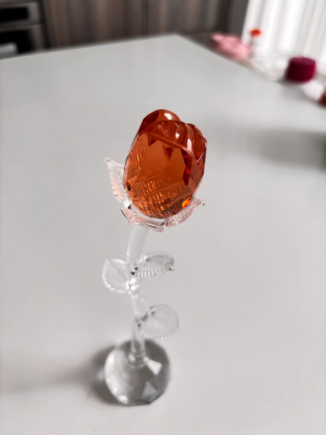 Crystal Glass Rose Figurine - Orange - photo 3