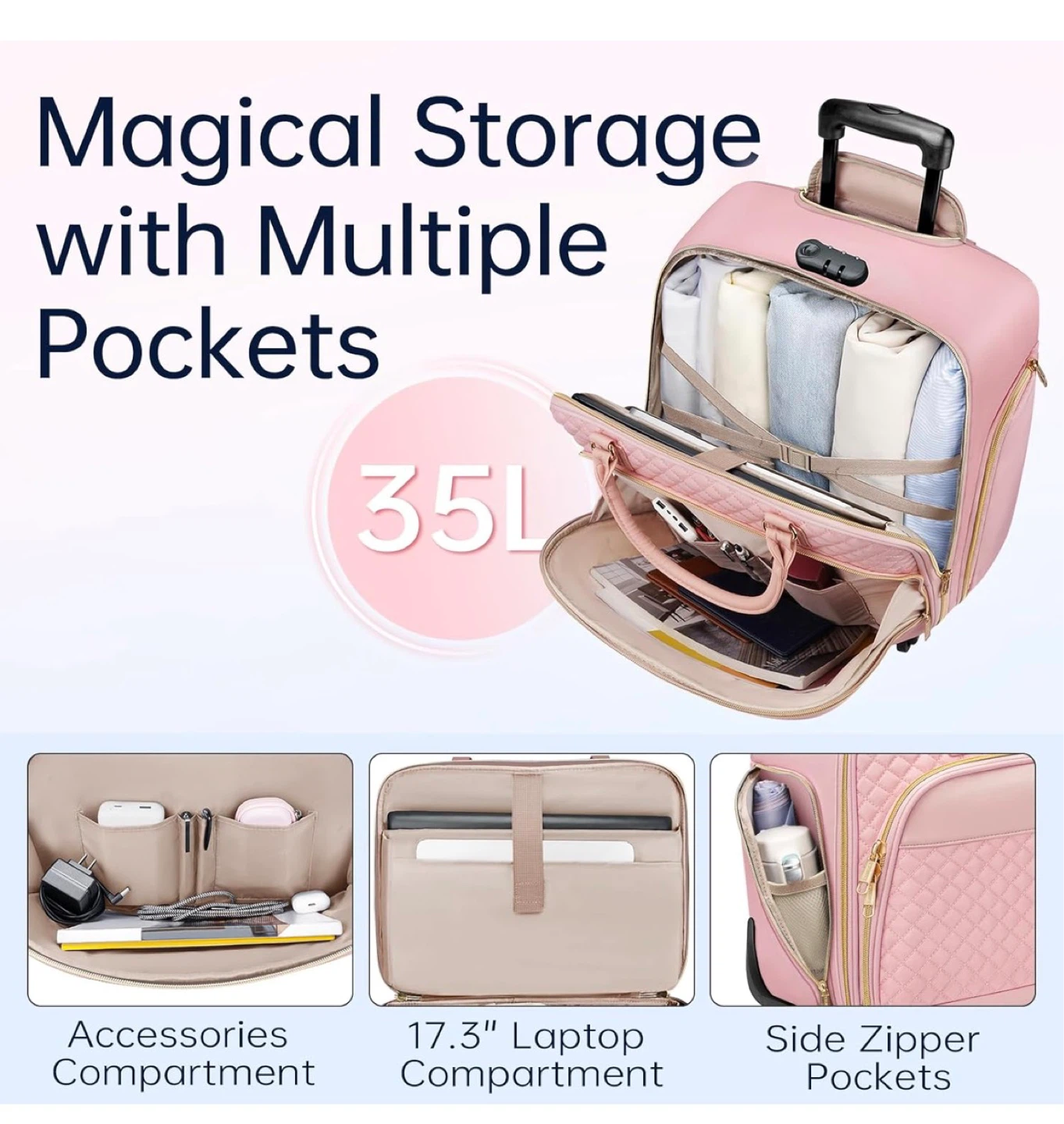 YTONET Pink Rolling bag 35L - photo 5
