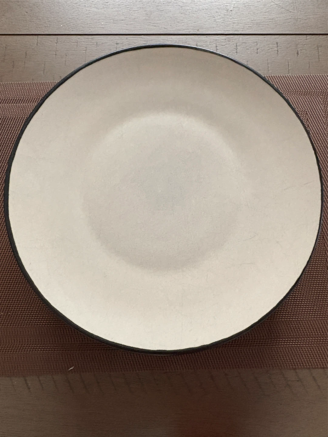Set of 5 Dinner Plates - Beige with Black Rim