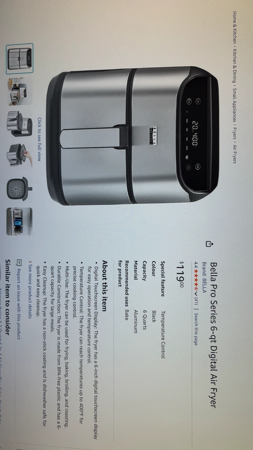 Bella Pro Series 6-Qt Digital Air Fryer - photo 4