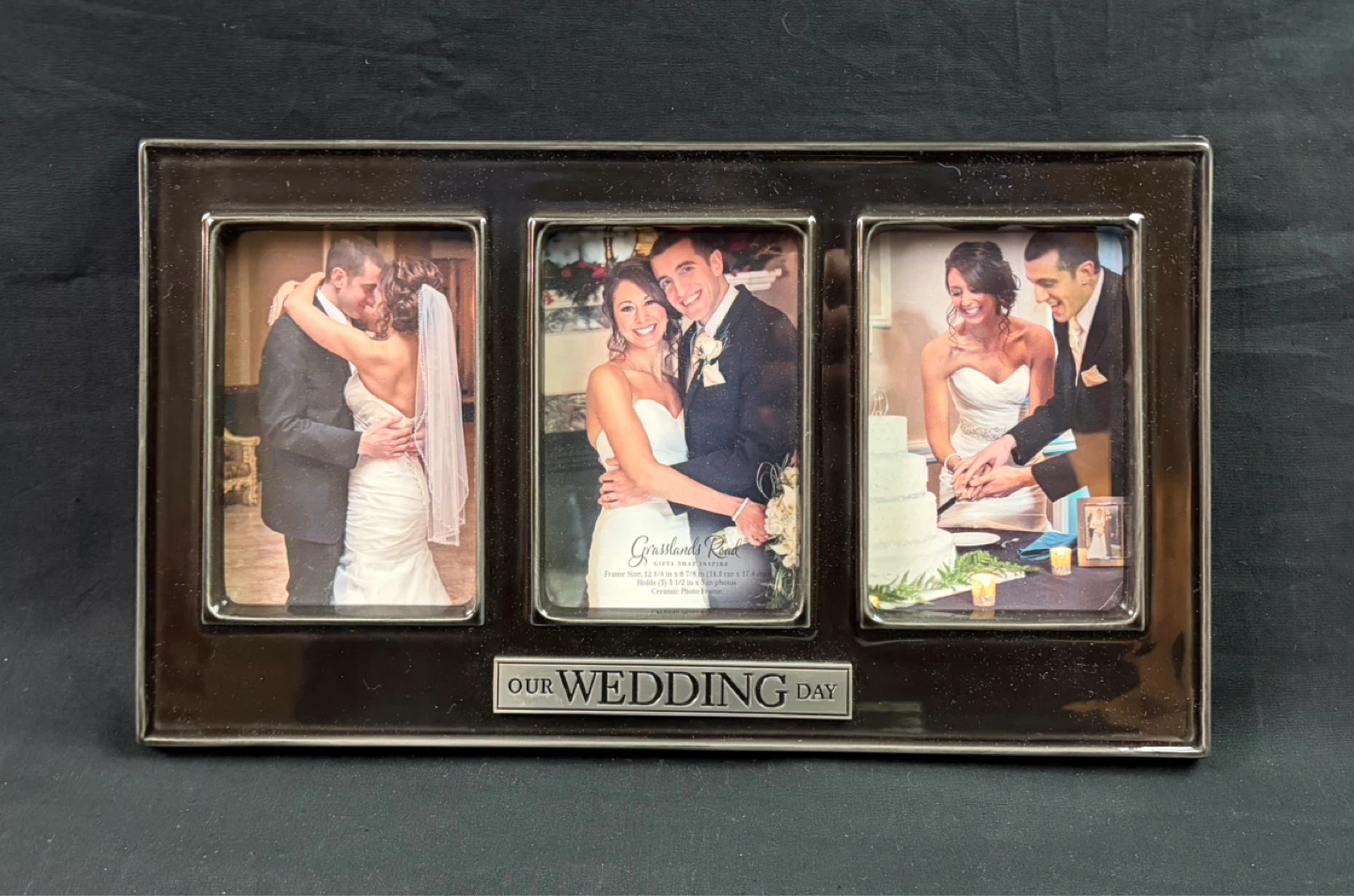 Grasslands Road "Our Wedding Day" Ceramic Triple Photo Frame