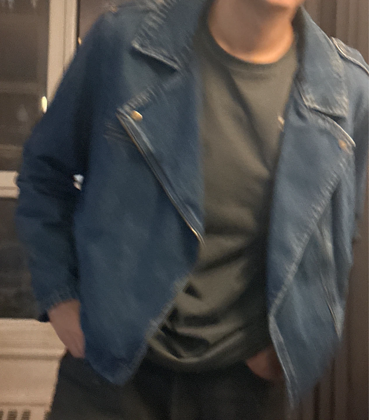 Blue Denim Biker Jacket
