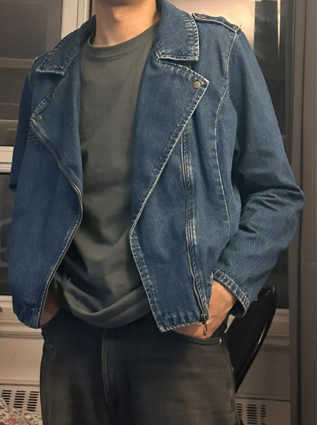 Blue Denim Biker Jacket - photo 2