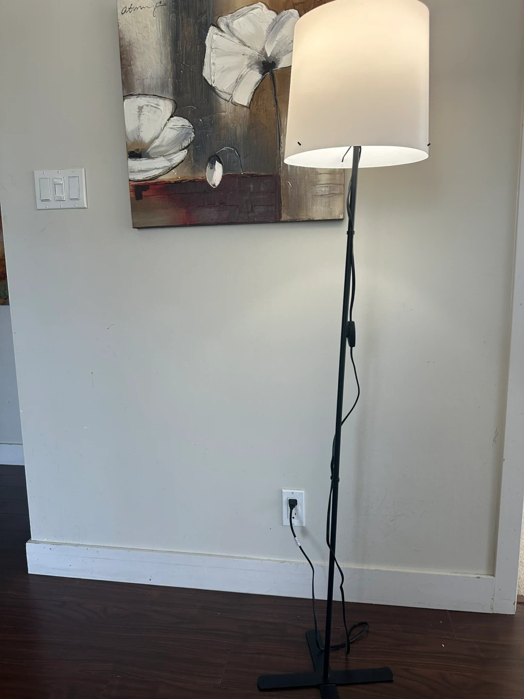 Ikea Black Floor Lamp with White Shade
