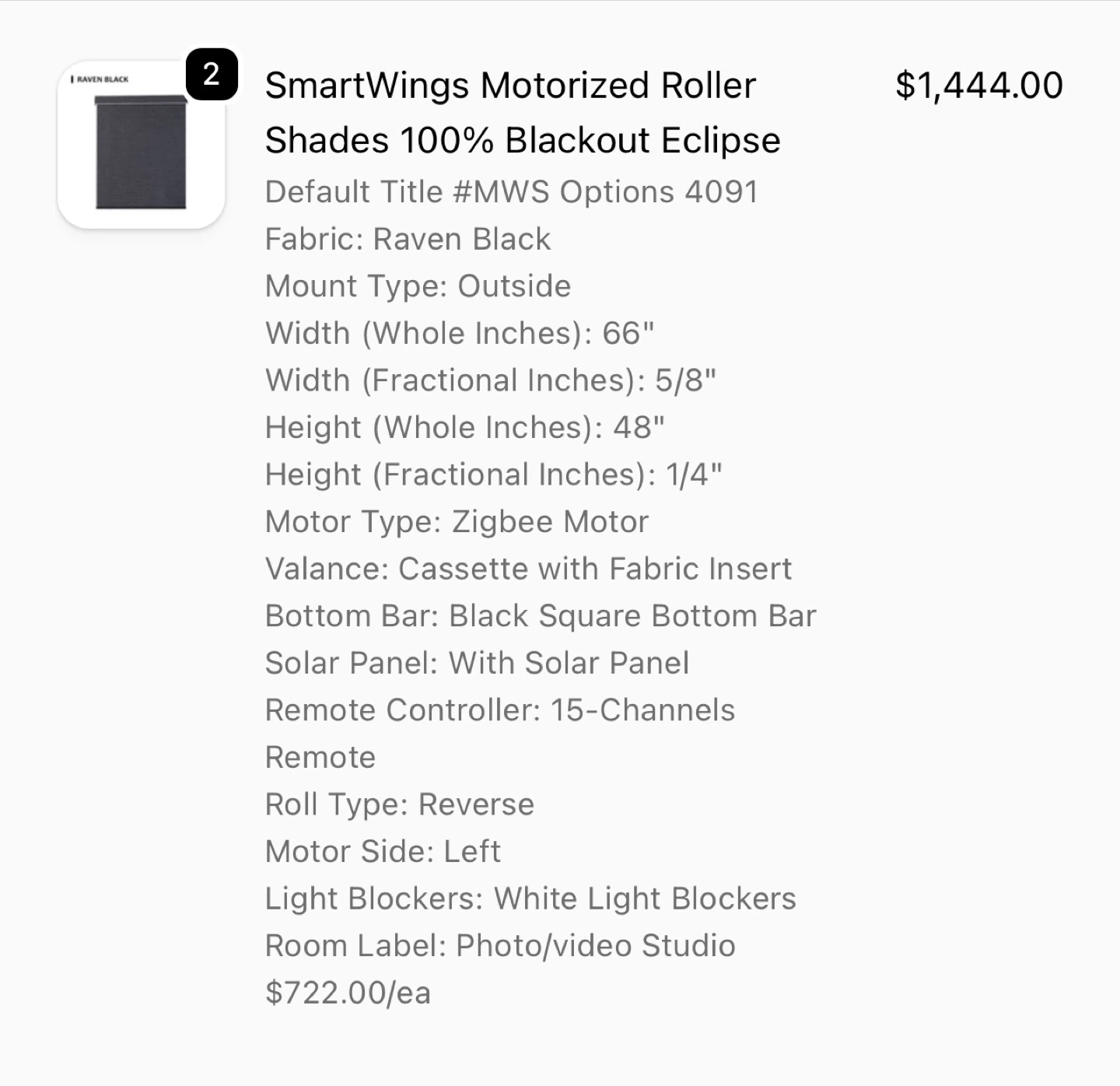 SmartWings Motorized Roller Shades 100% Blackout Eclipse
