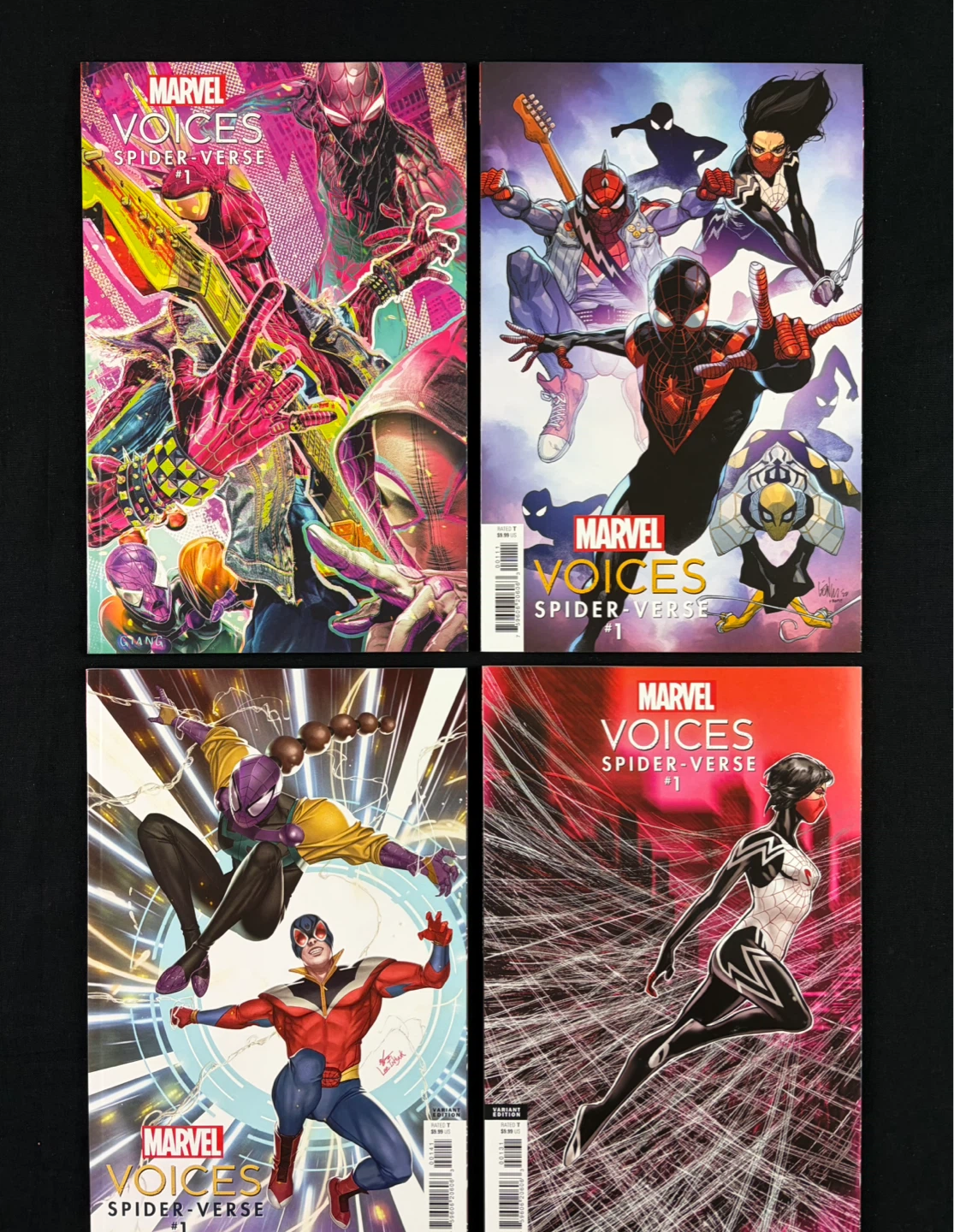 Marvel Voices Spider-Verse Comic Books All 4 variant’s